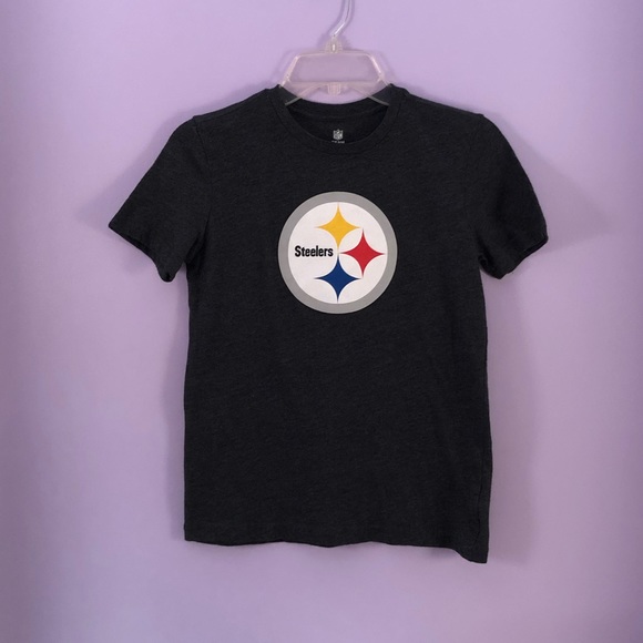 Kids Steelers Dark Gray T Shirt Size Large - Picture 1 of 5